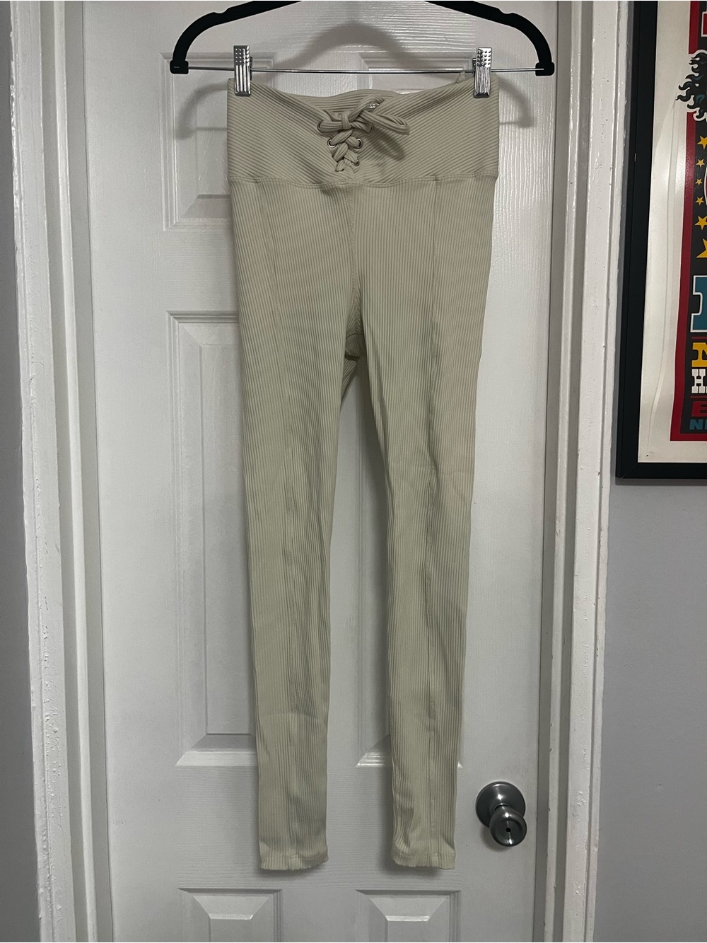 Urban Outfitters Year Of Ours Beige Ribbed High-Waist Leggings